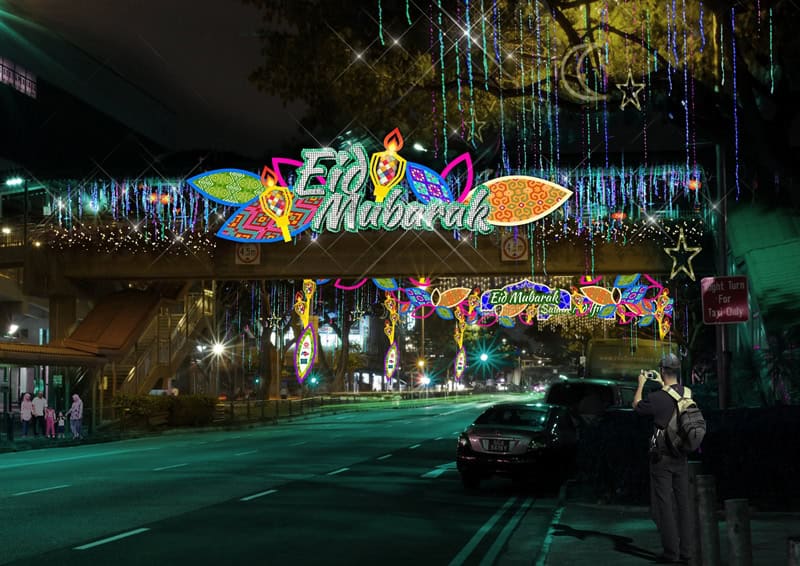 Artist impression of overhead bridge lighted up during Hari Raya Image 2017