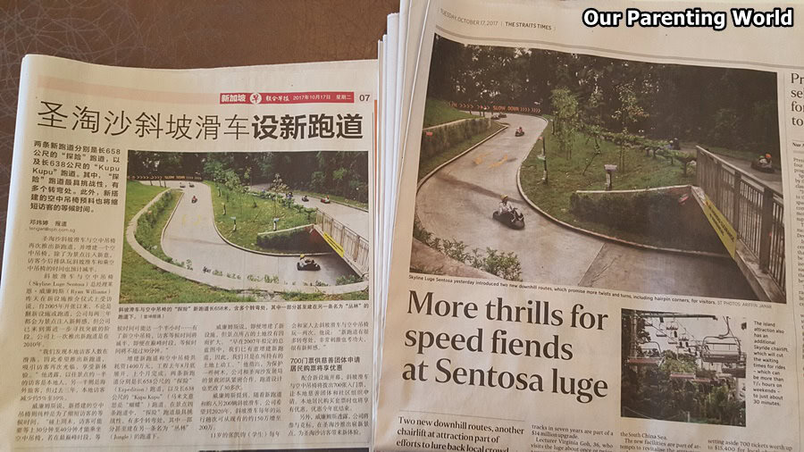 Skyline Luge Sentosa Straits Time Lianhe ZaoBao