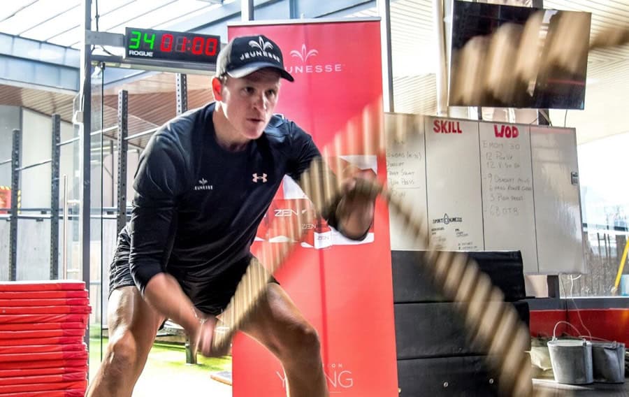 Mark Macdonald working the battle ropes