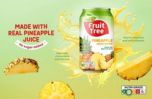 Say hello to the exhilarating tropical taste of F&N FRUIT TREE Pineapple Juice Drink